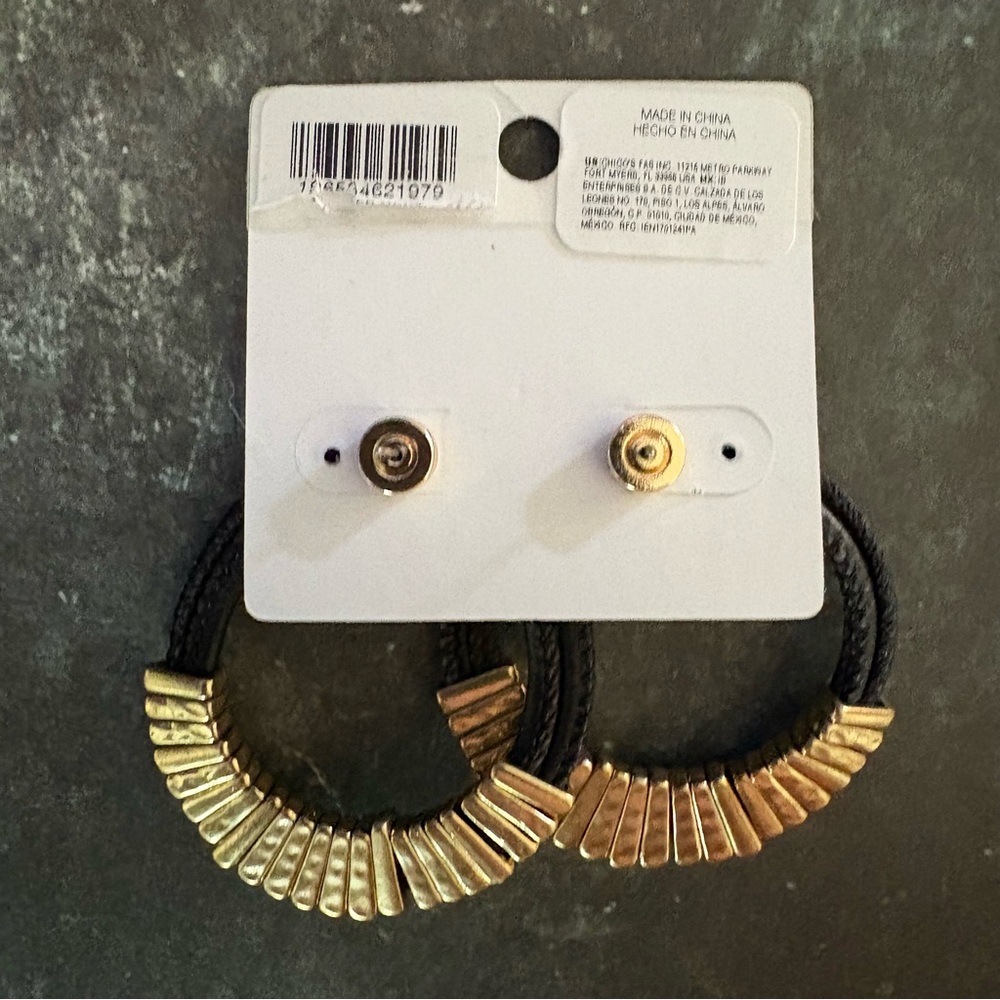 NWT Chico's Black Leather Earrings - Picture 7 of 8